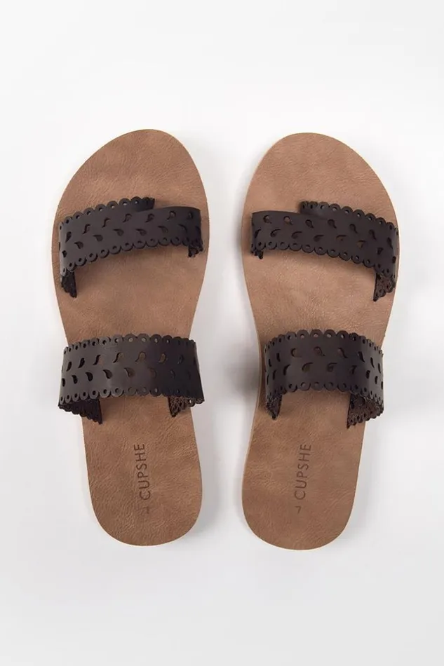 Women Sandals Cupshe Tempe Hollow Out Slide Sandals Taupe
