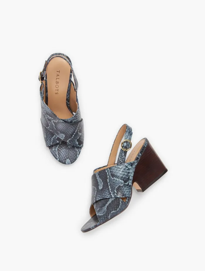 Women Sandals Talbots Amberley Slingback Wedge Sandals Blue Multi