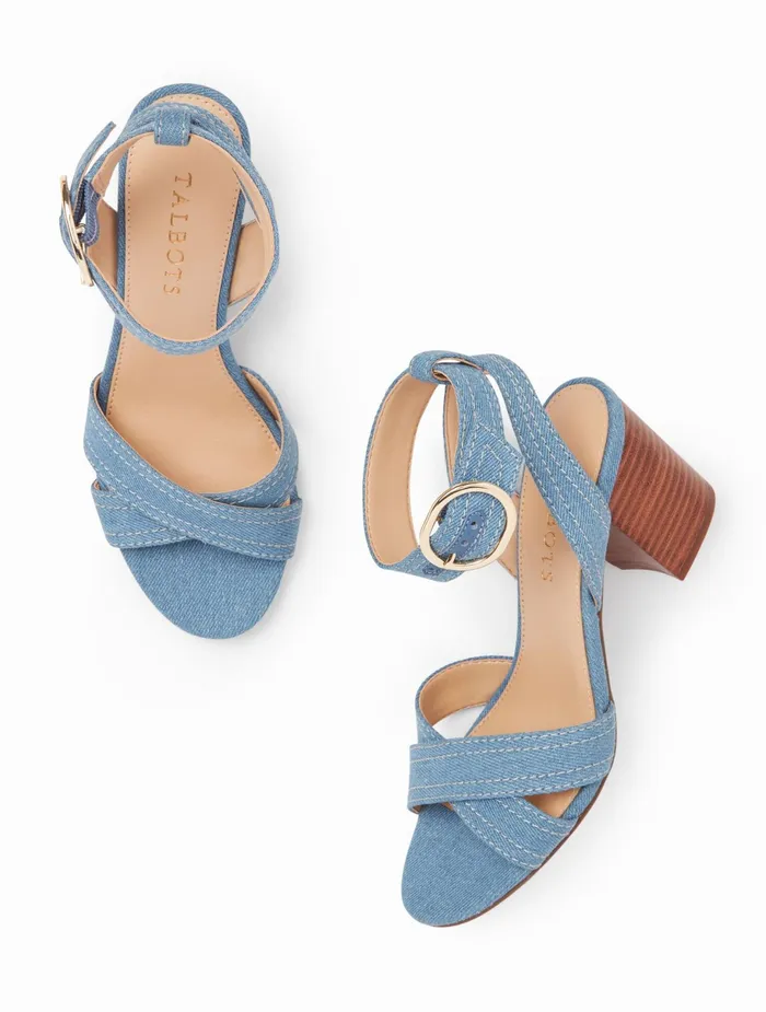 Women Sandals Talbots Beatrice Ankle Strap Sandals Light Denim