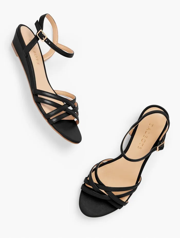 Women Sandals Talbots Capri Nappa Mini Wedge Sandals Black