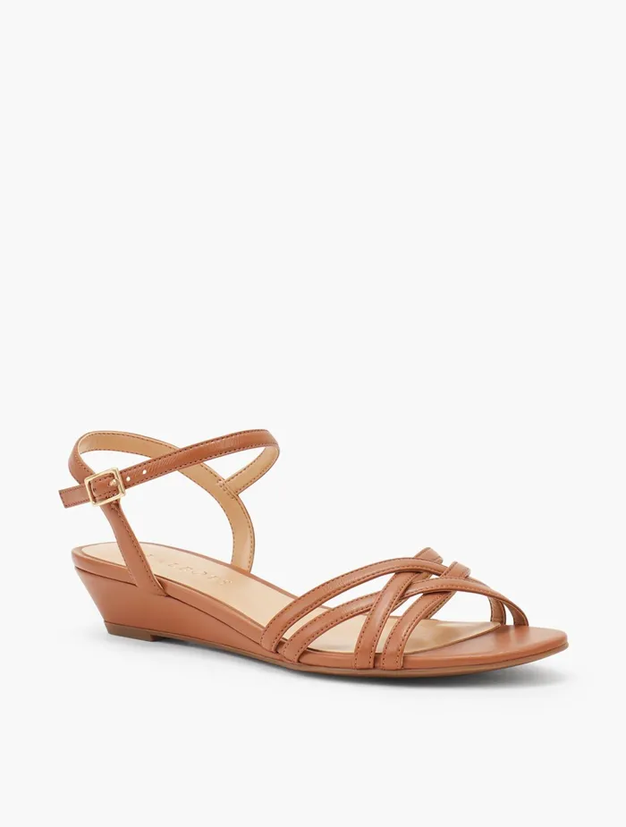 Women Sandals Talbots Capri Nappa Mini Wedge Sandals Black