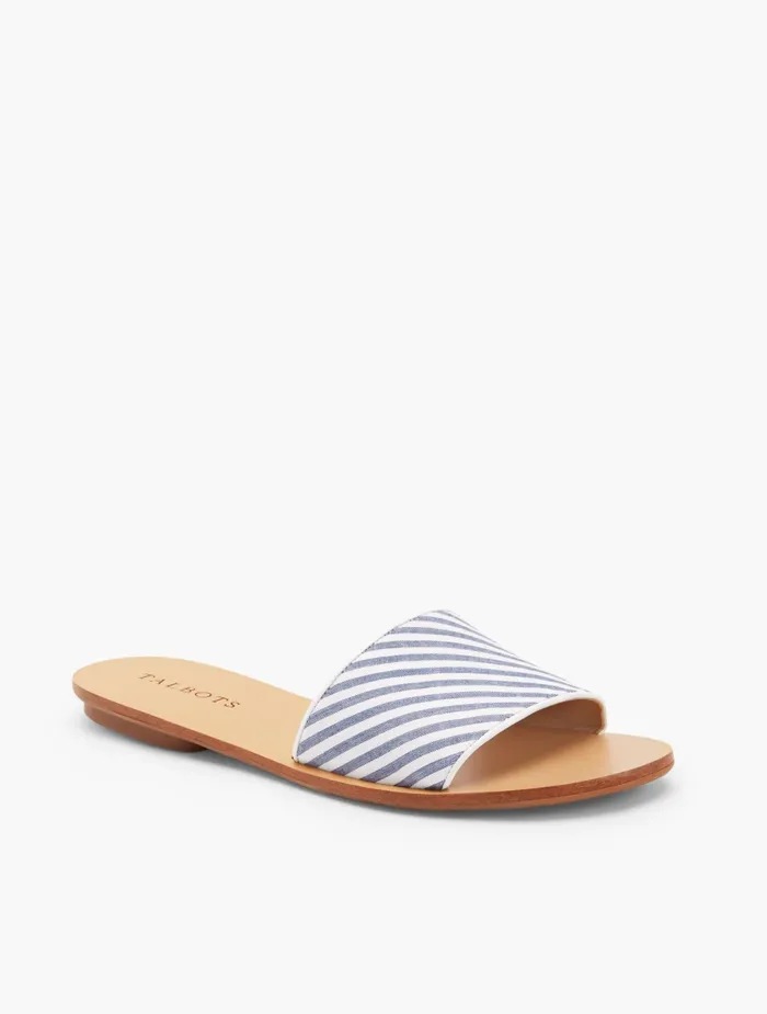 Women Sandals Talbots Hannah Piped Slides Bluewhite