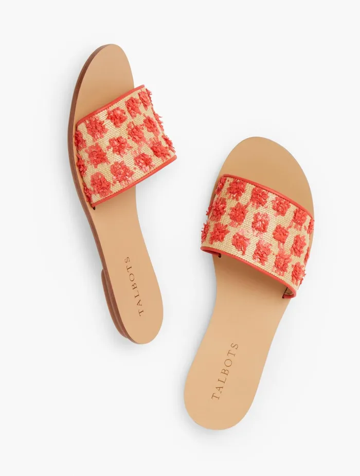 Women Sandals Talbots Hannah Piped Slides Orangenatural