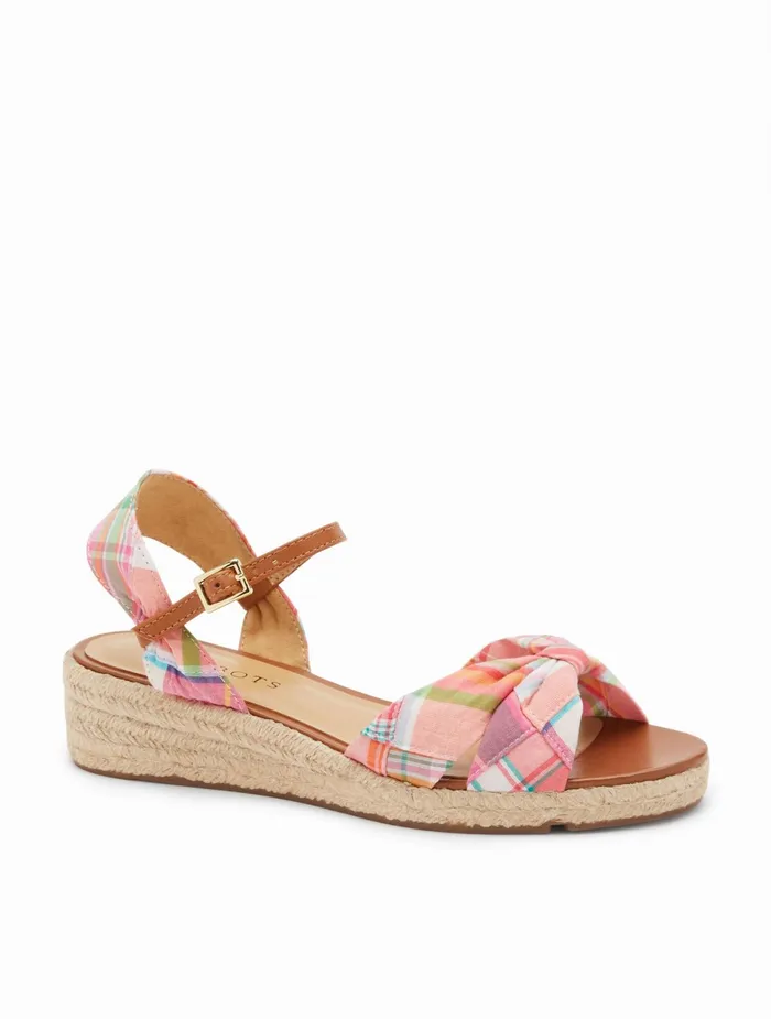 Women Sandals Talbots Pamela Twist Espadrille Wedges Coral Multi