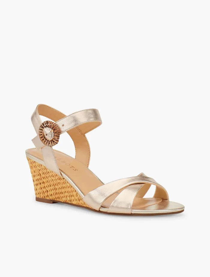 Women Sandals Talbots Royce Vachetta Wedge Sandals Gold