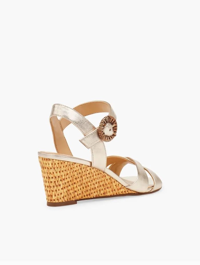 Women Sandals Talbots Royce Vachetta Wedge Sandals Gold