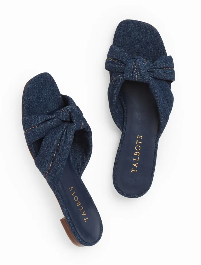 Women Sandals Talbots Violet Knot Slides Dark Denim