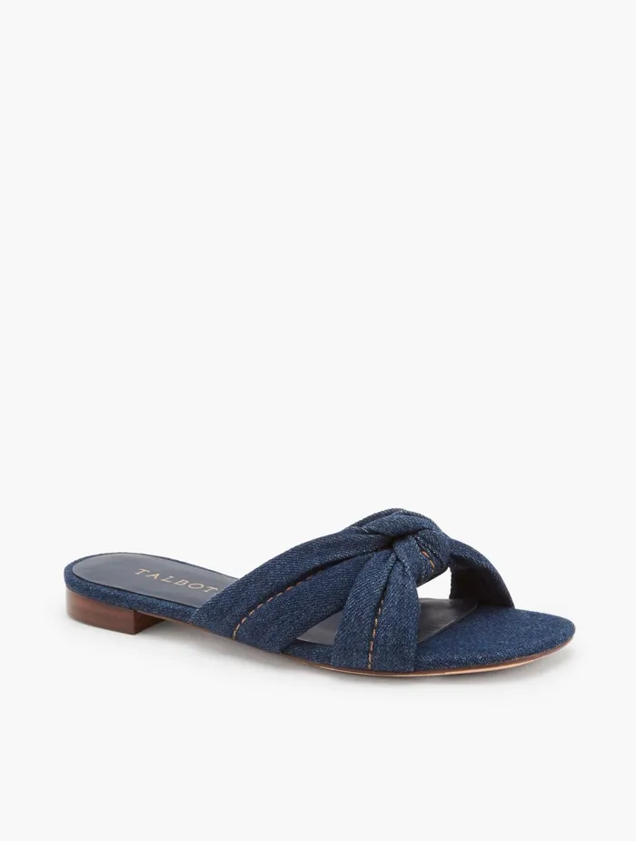 Women Sandals Talbots Violet Knot Slides Dark Denim