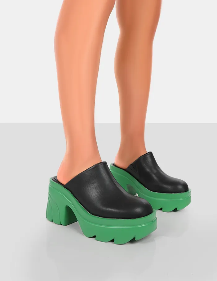 Women Sandi Green PU Chunky Sole Block Heeled Mules Green Public Desire Ankle Boots Women Sandi Green PU Chunky Sole Block Heeled Mules Green Public Desire Ankle Boots