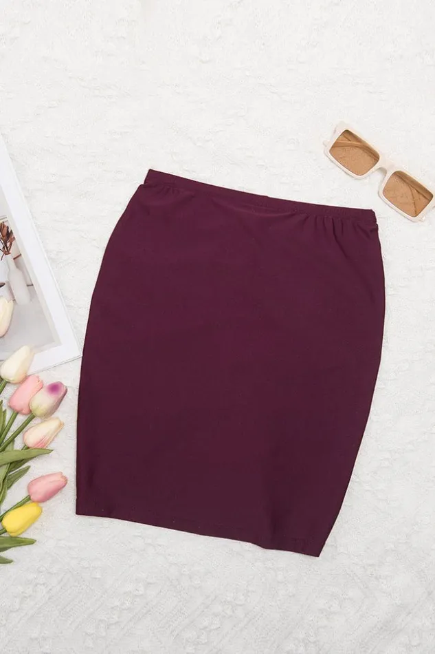 Women Sarong and Skirts Cupshe Shangrila Solids Ruched Skirt Burgundy