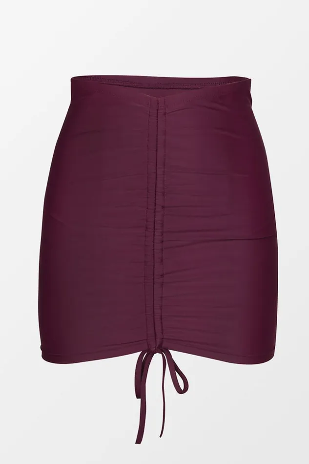 Women Sarong and Skirts Cupshe Shangrila Solids Ruched Skirt Burgundy