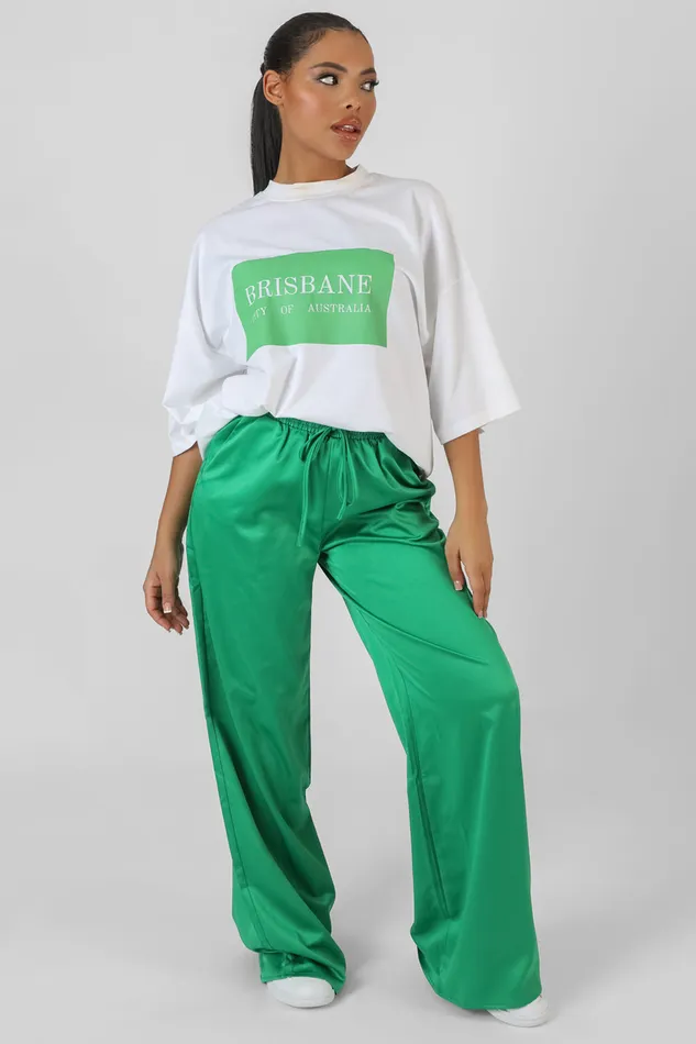 Women Satin Wide Leg Trousers Green Kaiia Green Public Desire Jogger and Leggings Women Satin Wide Leg Trousers Green Kaiia Green Public Desire Jogger and Leggings
