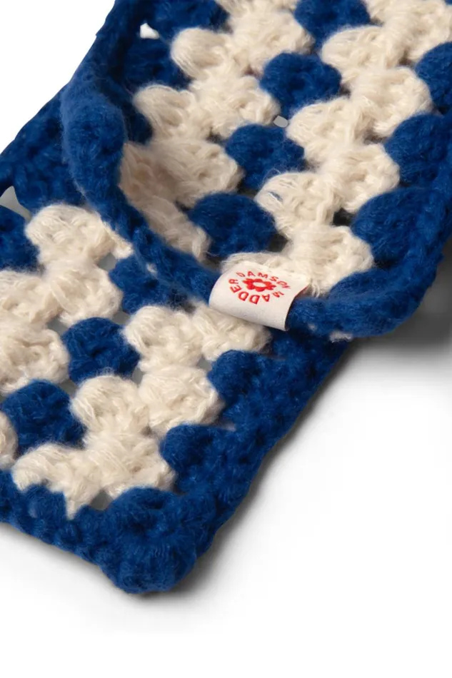 Women Scarves Damson Madder Crochet Stripe Scarf 8211 Blue