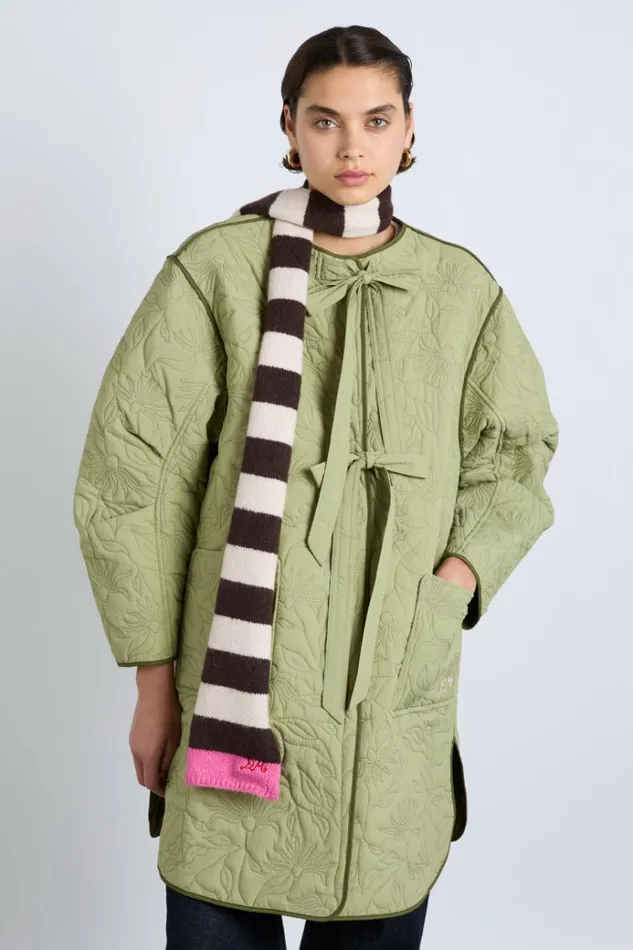 Women Scarves Damson Madder Skinny Stripe Scarf In Choc and Ecru