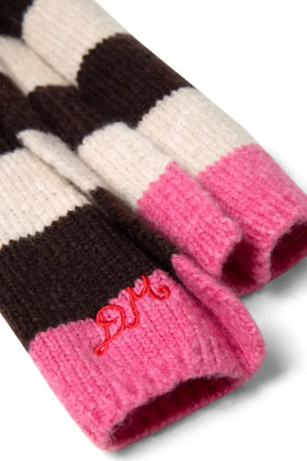 Women Scarves Damson Madder Skinny Stripe Scarf In Choc and Ecru