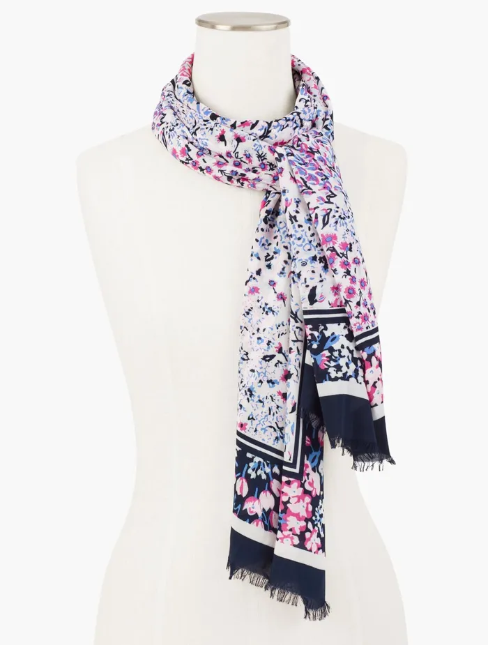 Women Scarves Talbots Floral Garden Oblong Scarf Ivory Multi