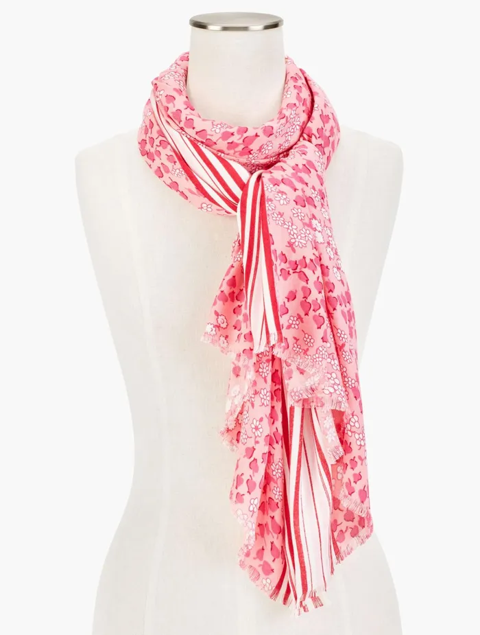 Women Scarves Talbots Lovely Floral Oblong Scarf Preppy Pink Multi