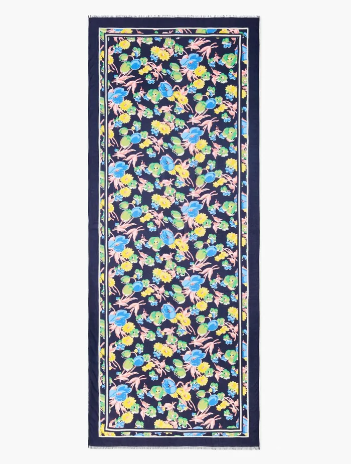 Women Scarves Talbots Playful Floral Oblong Scarf India Ink Multi