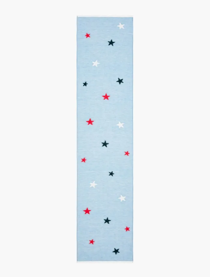 Women Scarves Talbots Scattered Stars Oblong Scarf Lt Chambray Multi