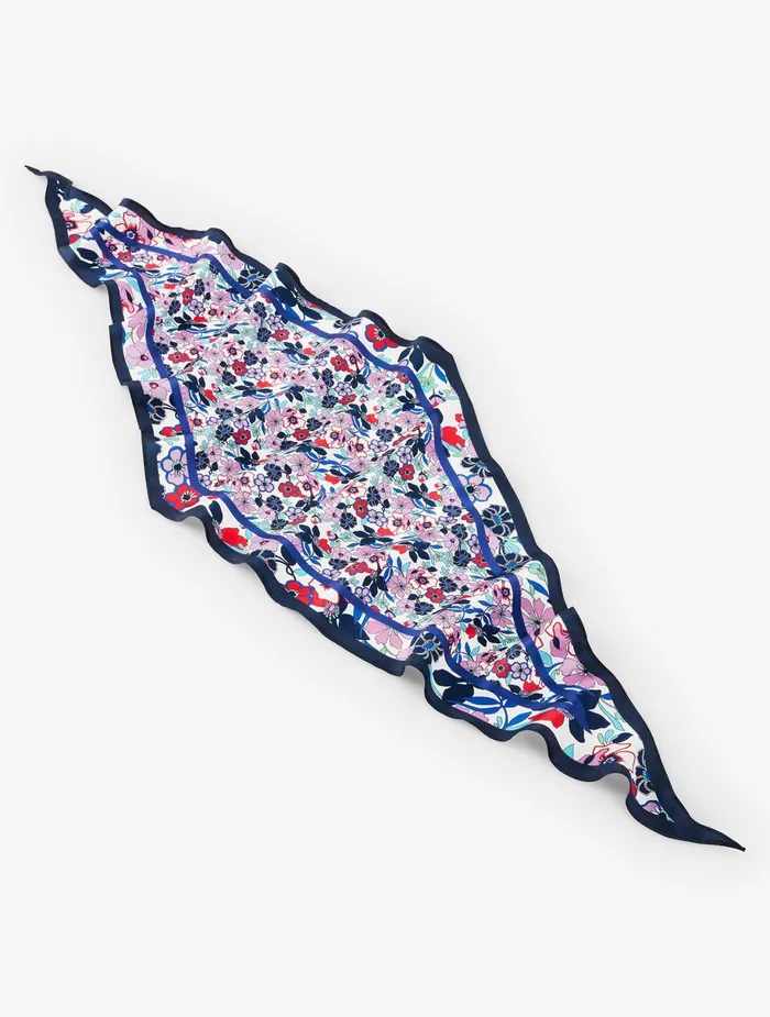 Women Scarves Talbots Silk Paradise Floral Diamond Scarf White Multi