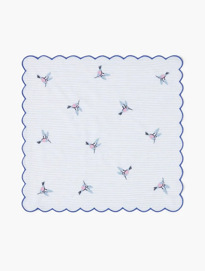 Women Scarves Talbots Singing Birds Neckerchief Blue Blossom Multi