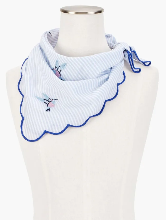 Women Scarves Talbots Singing Birds Neckerchief Blue Blossom Multi
