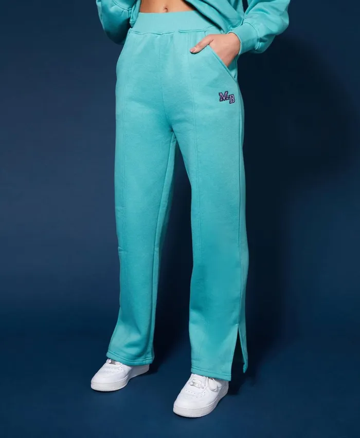 Women Seam Front Striaght Leg Embroidered Joggers Aqua Kaiia Blue Public Desire Jogger and Leggings