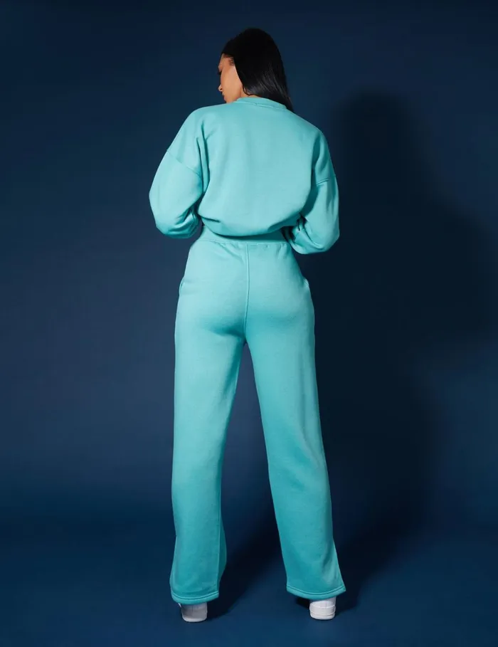 Women Seam Front Striaght Leg Embroidered Joggers Aqua Kaiia Blue Public Desire Jogger and Leggings