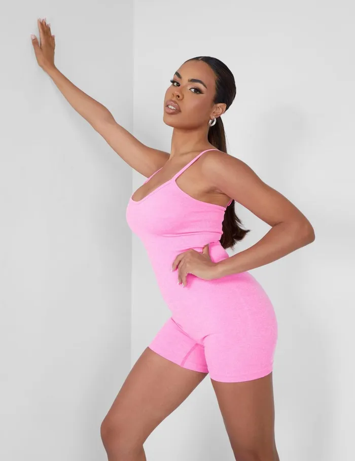Women Seamless Unitard Playsuit Pink Pink Public Desire Jumpsuits and Playsuits