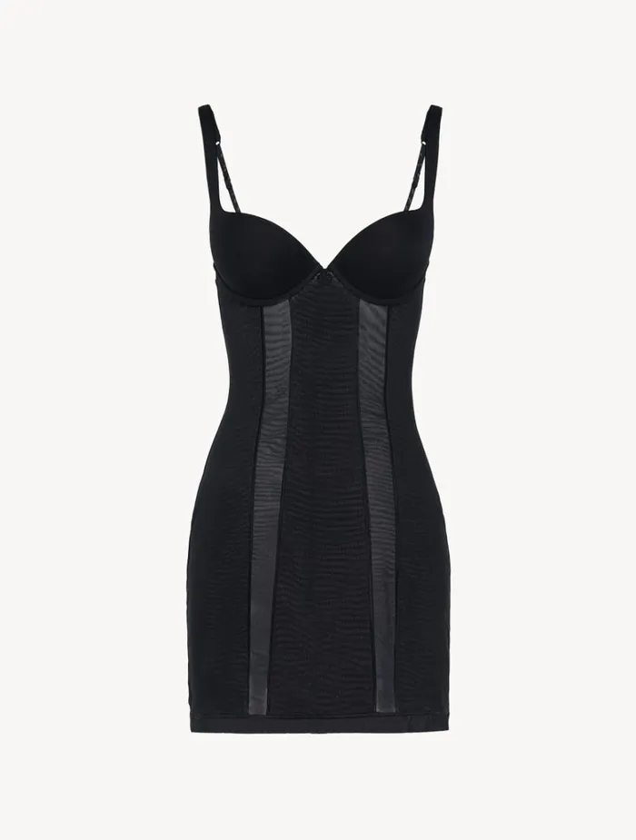 Women Shapewear La Perla Slip Dress In Black Stretch Tulle