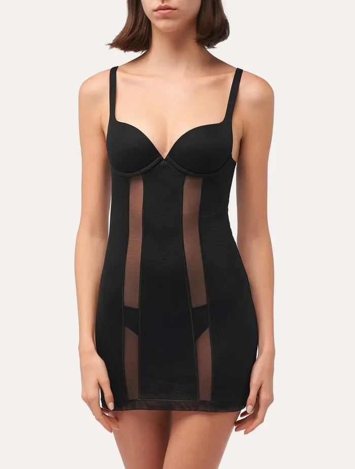 Women Shapewear La Perla Slip Dress In Black Stretch Tulle