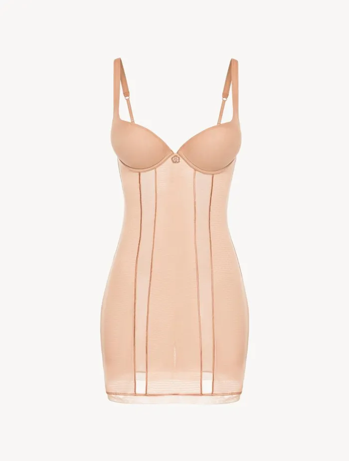 Women Shapewear La Perla Slip Dress In Sand Stretch Tulle