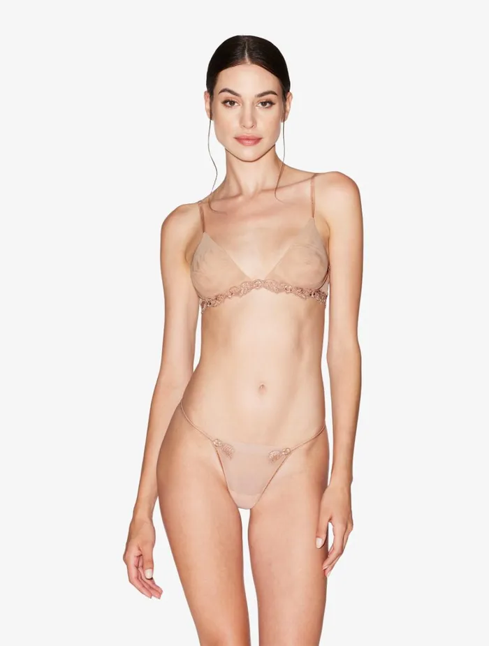 Women Shapewear La Perla Thong In Sand Stretch Tulle