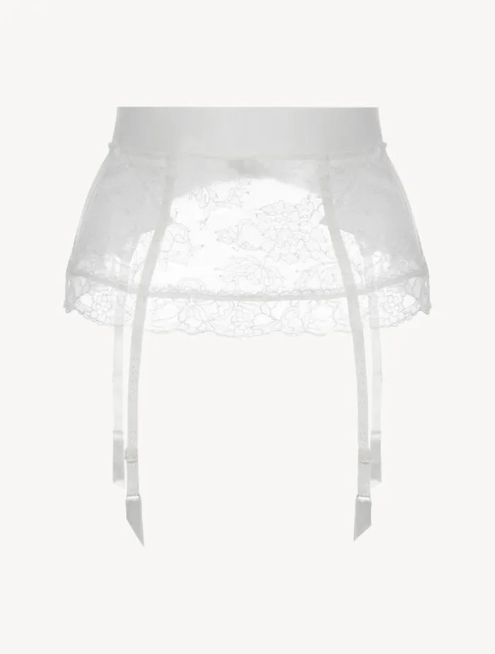 Women Shapewear La Perla White Lycra Control Fit Suspender With Chantilly Lace Women Shapewear La Perla White Lycra Control Fit Suspender With Chantilly Lace