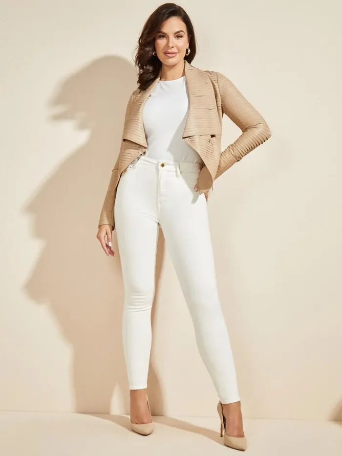 Women Shayna Drape Leather Jacket Sheer Fancy Marciano Jackets