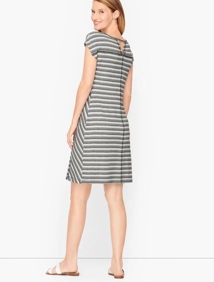 Women Sheath And Shift Talbots Back CutOut Stripe Dress Guavawhite