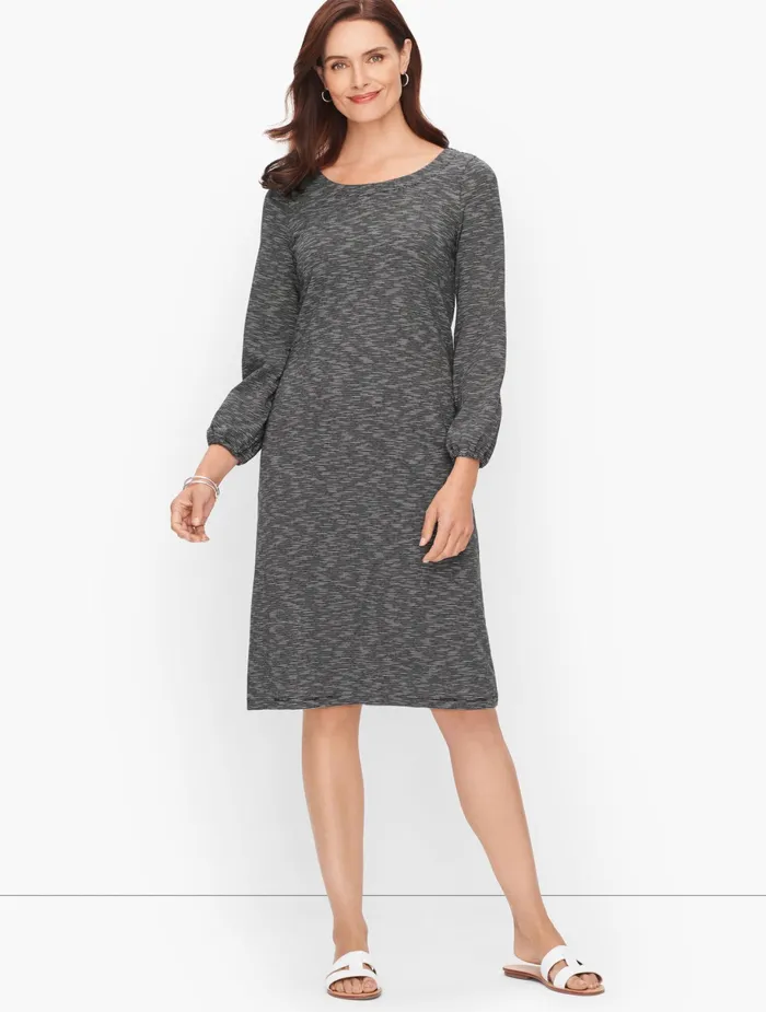 Women Sheath And Shift Talbots Jersey Knit Stripe Dress Blackwhite