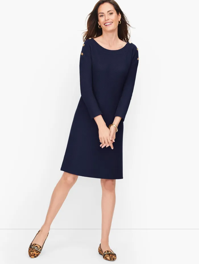 Women Sheath And Shift Talbots Knit Bateau Neck Dress Indigo