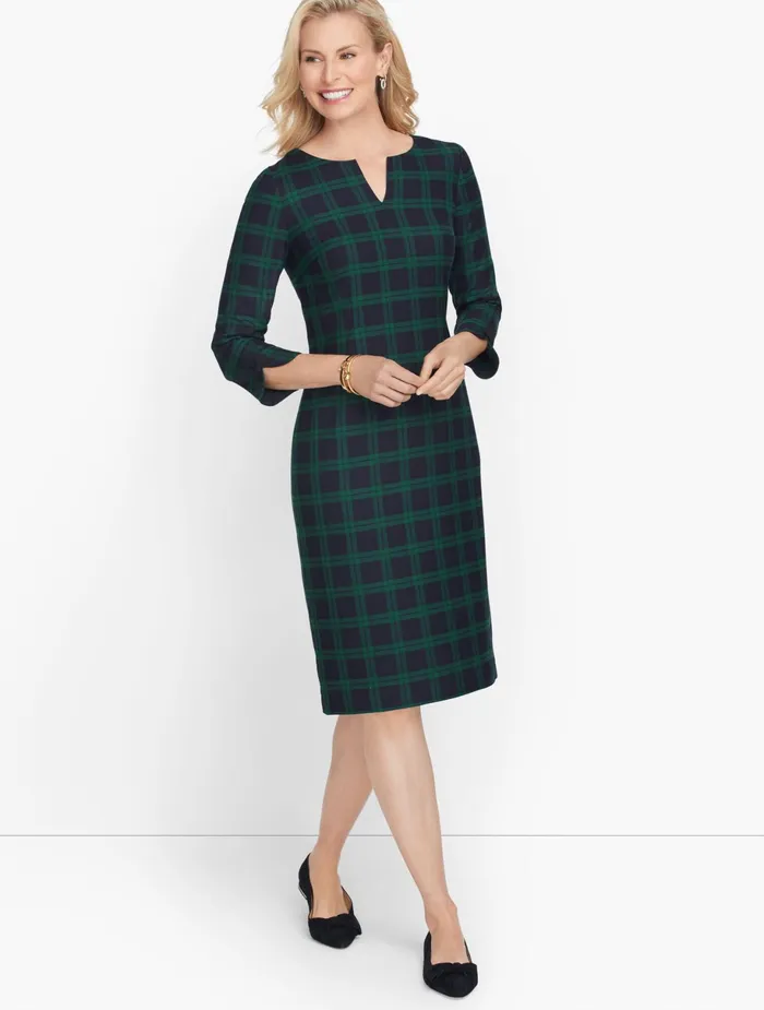 Women Sheath And Shift Talbots Plaid Shift Dress