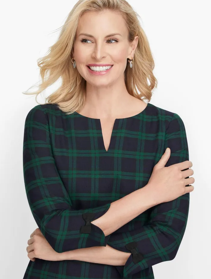 Women Sheath And Shift Talbots Plaid Shift Dress