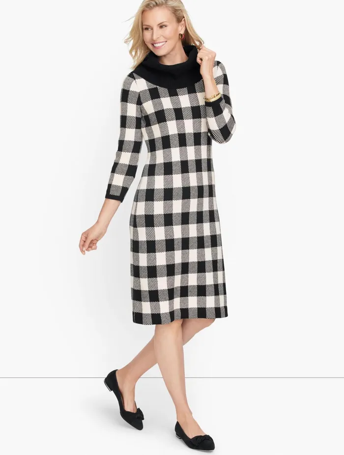 Women Sheath And Shift Talbots Super Soft Buffalo Check Shift Dress
