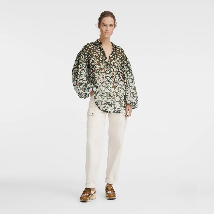 Women Shirt Khaki Longchamp Tops and Blouses