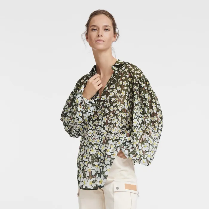Women Shirt Khaki Longchamp Tops and Blouses