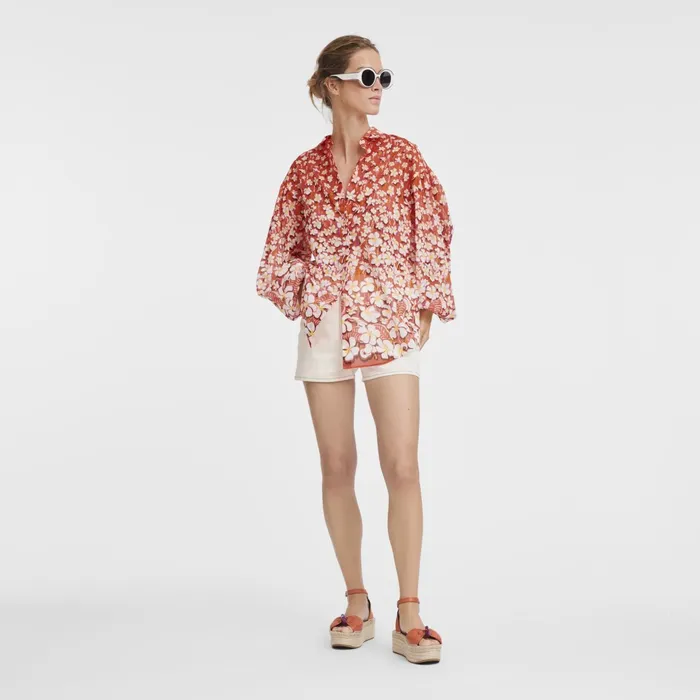 Women Shirt Strawberry Longchamp Tops and Blouses
