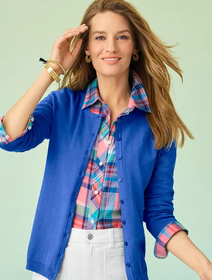 Women Shirts Talbots Classic Cotton Shirt Gardenia Multi