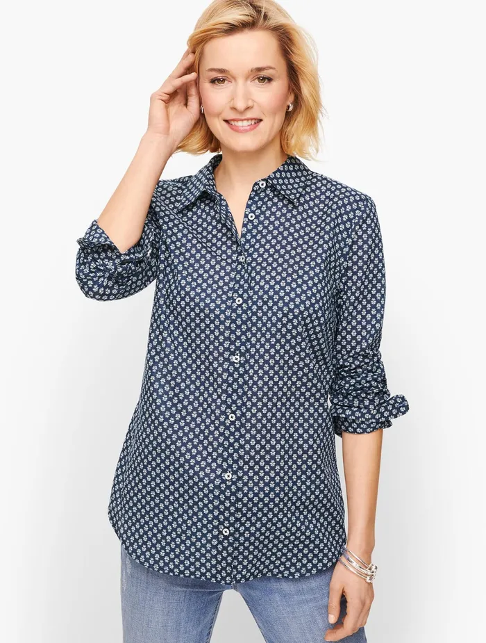 Women Shirts Talbots Classic Cotton Shirt India Inkwhite