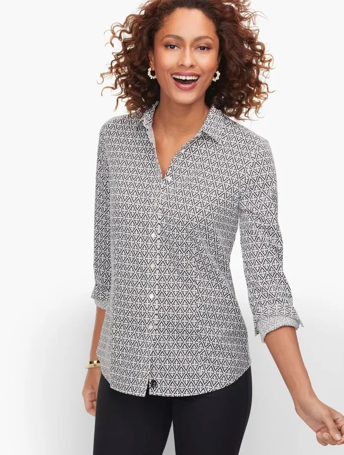 Women Shirts Talbots Perfect Shirt Blackwhite