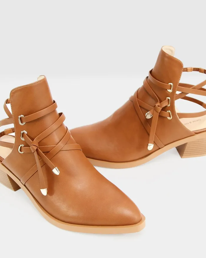 Women Shoes Belle and Bloom Can039t Be Tamed Open Back Boot 8211 Tan
