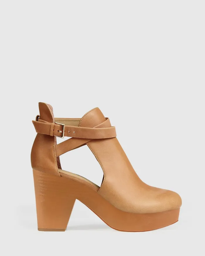 Women Shoes Belle and Bloom Fearless Clog Ankle Boot 8211 Tan