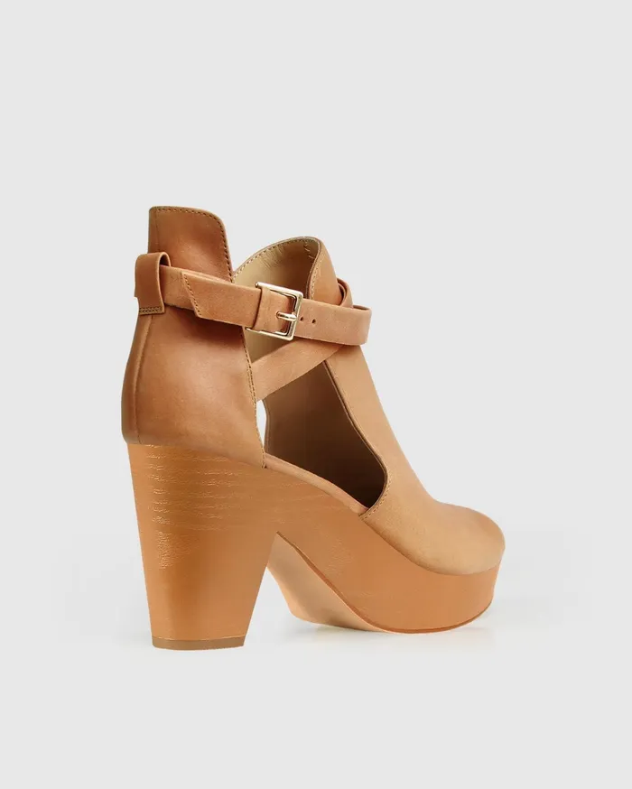 Women Shoes Belle and Bloom Fearless Clog Ankle Boot 8211 Tan